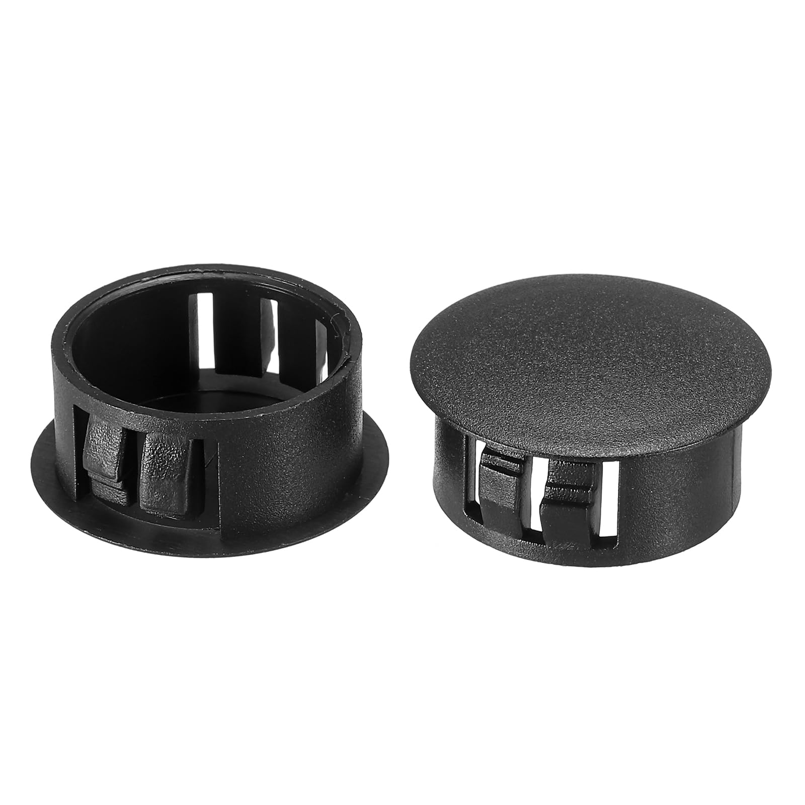 PATIKIL Hole Plugs Plastic, 100 Pcs 22mm(7/8") Screw Bumper Hole Plug Flush Snap Type Round Hole Cover Caps for Round Holes Cabinet Furniture Kitchen, Black
