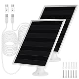 6W Solar Panel Charger, Solar Panel with Micro USB & USB-C Port for DC 5V Outdoor Rechargeable Battery Camera, IP66 Waterproof, 360° Adjustable Security Mount, 2PC