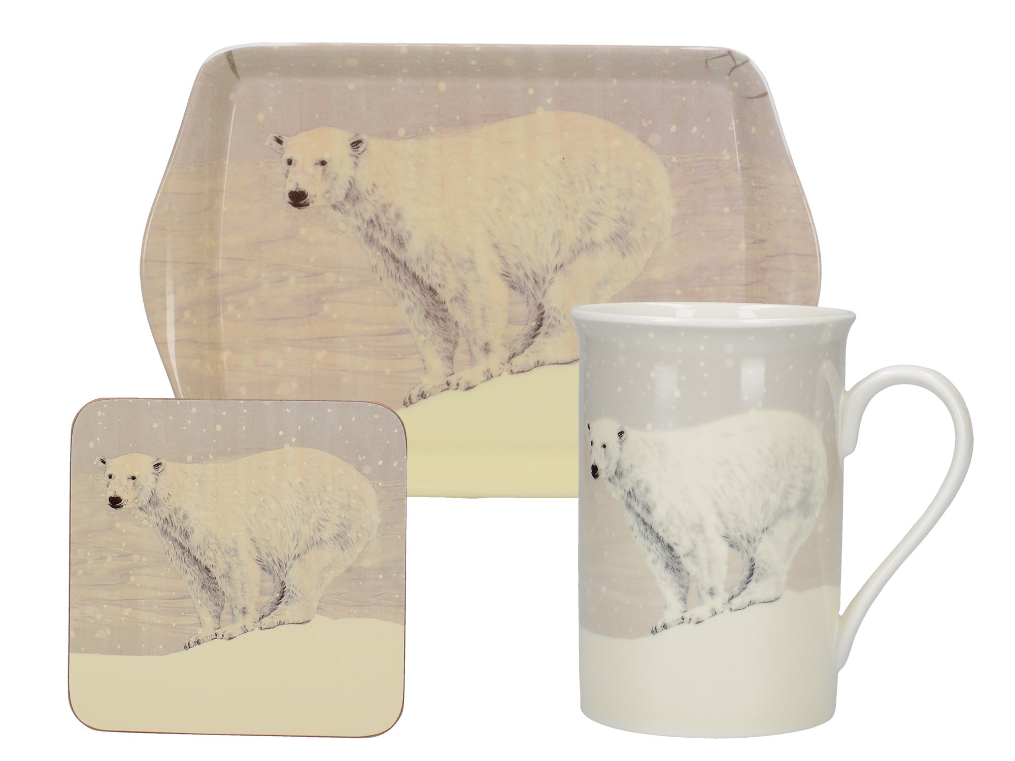 Creative Tops Snow Scenes Polar Bear Time for Tea Mug/Coaster/Tray Gift Set, Multi-Colour