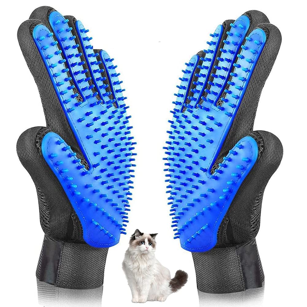 CYSJ 2 Pcs Pet Grooming Glove Gentle Pet Grooming Glove Brush Glove Hair Remover Brush Deshedding Efficient Pet Mitt Pet Massage Gloves for Dogs,Cats,Horses,Long and Short Fur
