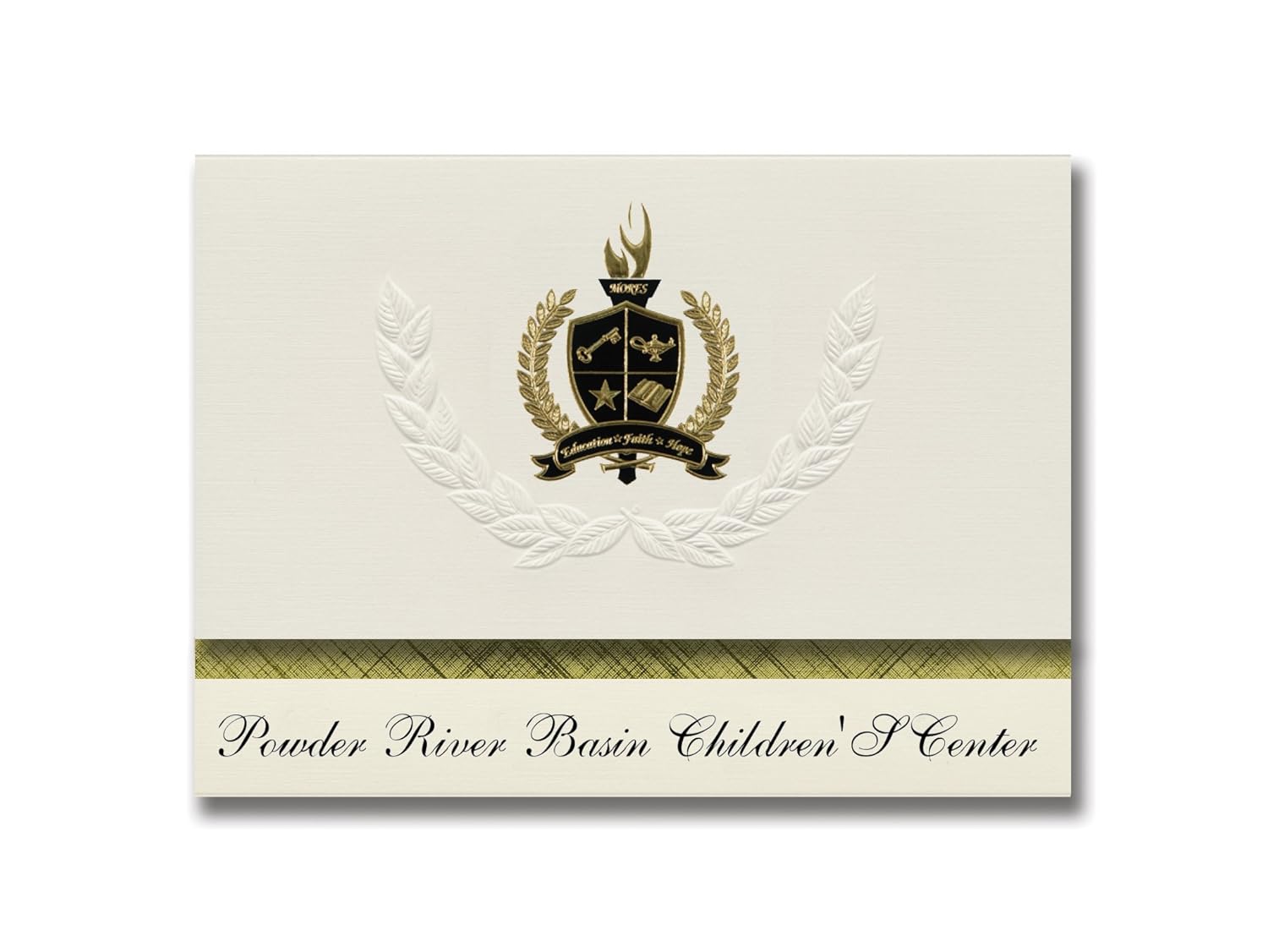 Signature Announcements Powder River Basin Children'S Center (Gillette, WY) Graduation Announcements, Presidential Basic Pack 25 with Gold & Black Metallic Foil seal