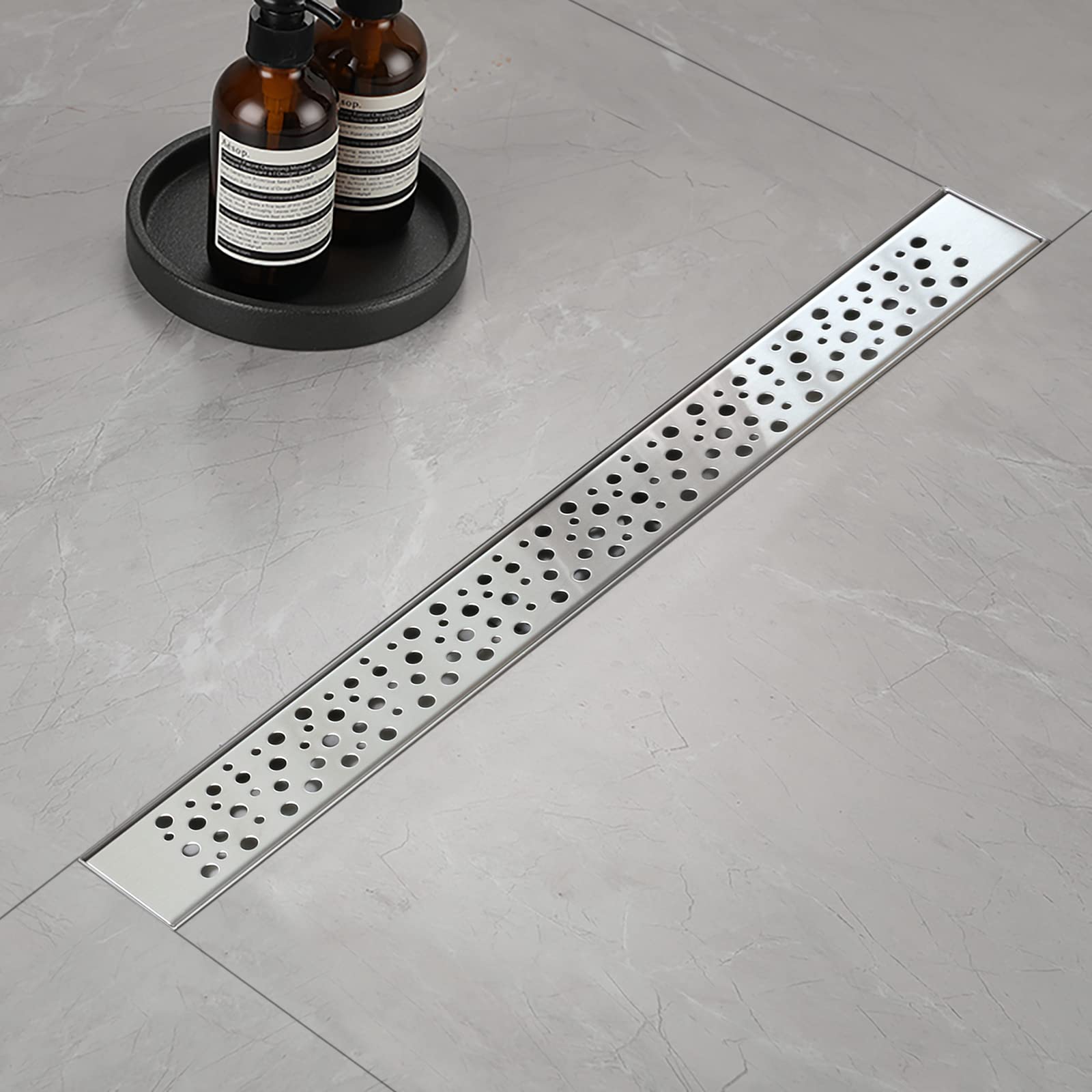 Italian Shower Channel 60 cm, Stainless Steel Shower Channel with Siphon and Filter