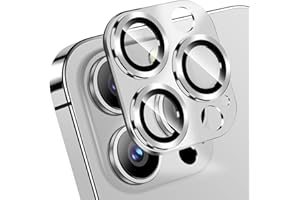 QHOHQ 3 Pack Camera Lens Protector for iPhone 15 Pro Max/iPhone 15 Pro, Zinc Alloy One Piece Camera Cover, [Updated Version], Full Coverage Protection, Ultra HD, Shatterproof - Silver