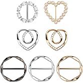 7PCS Premium Scarf Ring Clip, Cute T-Shirt Clips for Women Clothing, 4 Different Sized Shirt Ties Clips Waist Cinch Clip Buckle for Women Clothing Accessories, Gold/Silver/Black