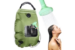 Unniweei Solar Portable Shower Bag, 5 Gal/20L Solar Heating Camping Shower Bag with Removable Hose&On-Off Switchable Shower Head, Compact Camping Shower for Camping, Hiking, Traveling, Beach Swimming