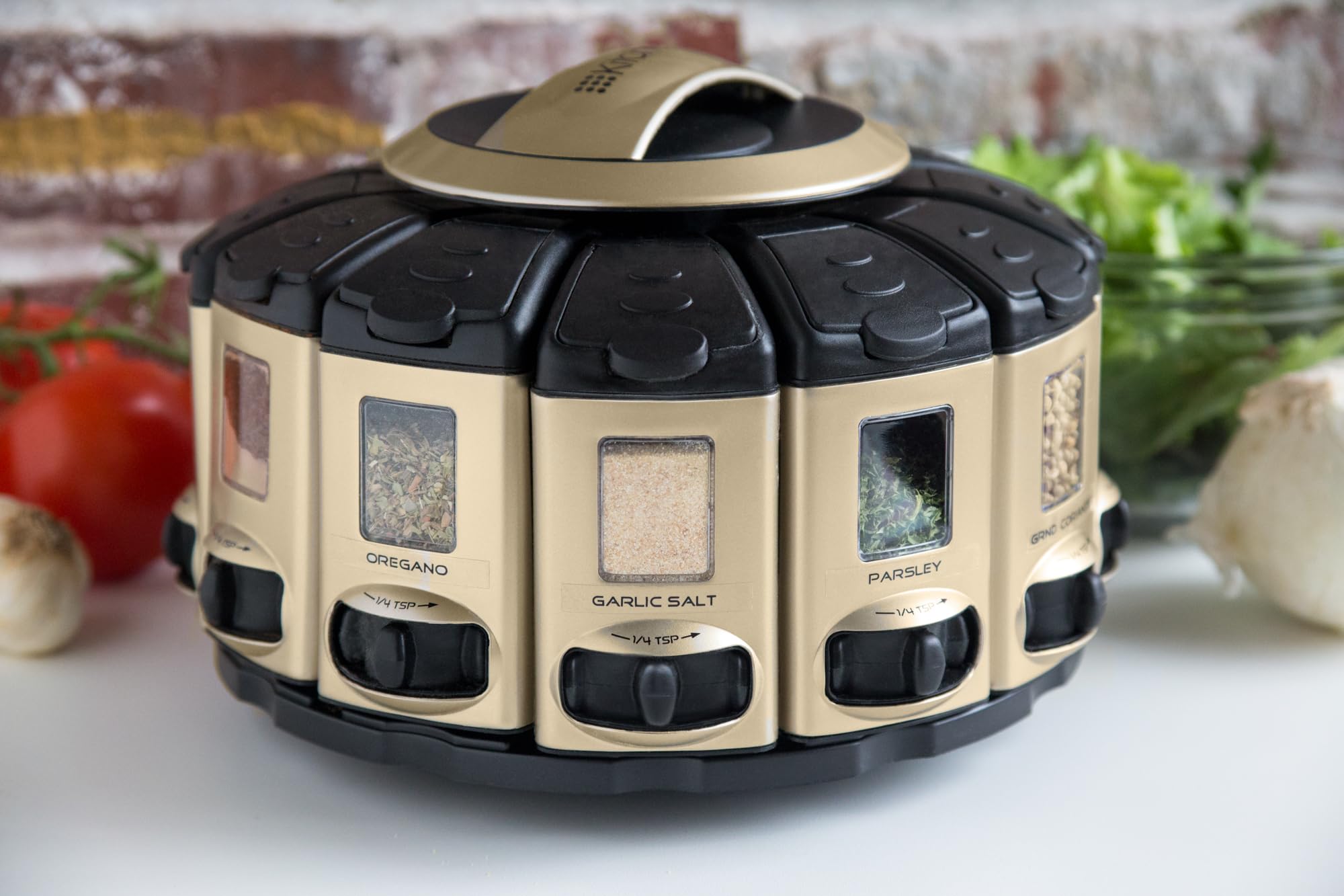 KitchenArt 57010 Select-A-Spice Auto-Measure Carousel Professional Series, Satin