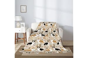 ARYAKO Corgi Blanket Cute Comfort Warm Corgi Throw Blanket Soft Fleece Blankets Corgi Gifts for Corgi Lovers Kids, Black
