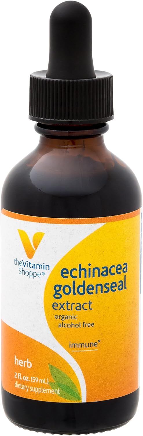 The Vitamin Shoppe Echinacea Goldenseal Extract, Seasonal Herbal Supplement Supports Healthy Immune Function (2 Fluid Ounces Liquid): Health & Personal Care