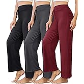 VALANDY Creamlush 3 Pack Women's Wide Leg Pants with Drawstring–Soft Comfy Lounge Pajama Pants Sleepwear