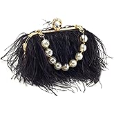 Women Pure Natural Ostrich Feather Fluffy Evening Clutch Purse Suitable for Party,Wedding,Tea Party Clutch Handbag