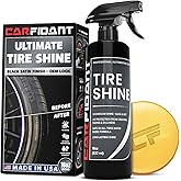 Carfidant Tire Shine Spray - Black Satin Finish - Premium Car Tire Dressing - 18 fl. Oz. Kit with Applicator Pad - Long Lasting - No Sling No Grease Formula with UV Protection