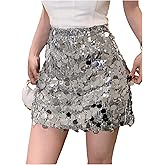 SOLY HUX Women's Sequin Mini Skirt for Women Sparkly Skirt Bodycon Glitter Skirts Christmas Night Out Party Outfits