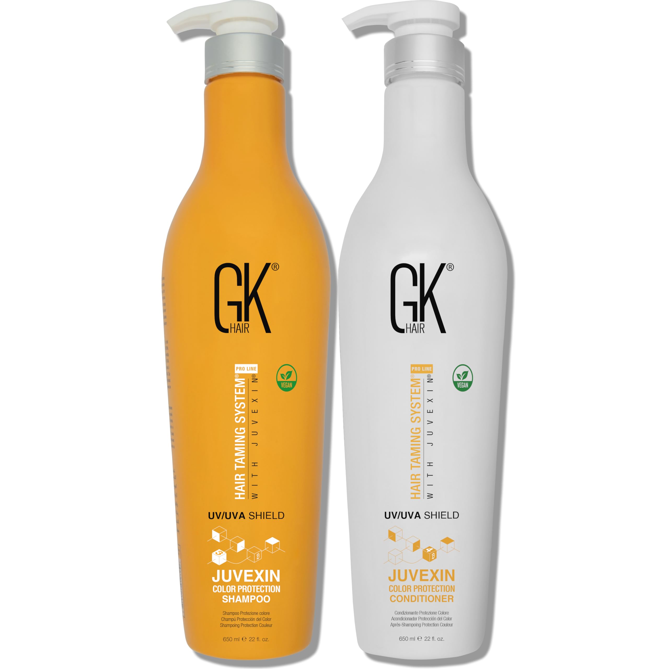 GK HAIR Global Keratin Shield Shampoo and Conditioner Set for Colour Treated Hair (650ml/ 22 fl. oz.) UVA/UV Protection Infused with Keratin for Thicker Healthier and Stronger Hair All Hair Types