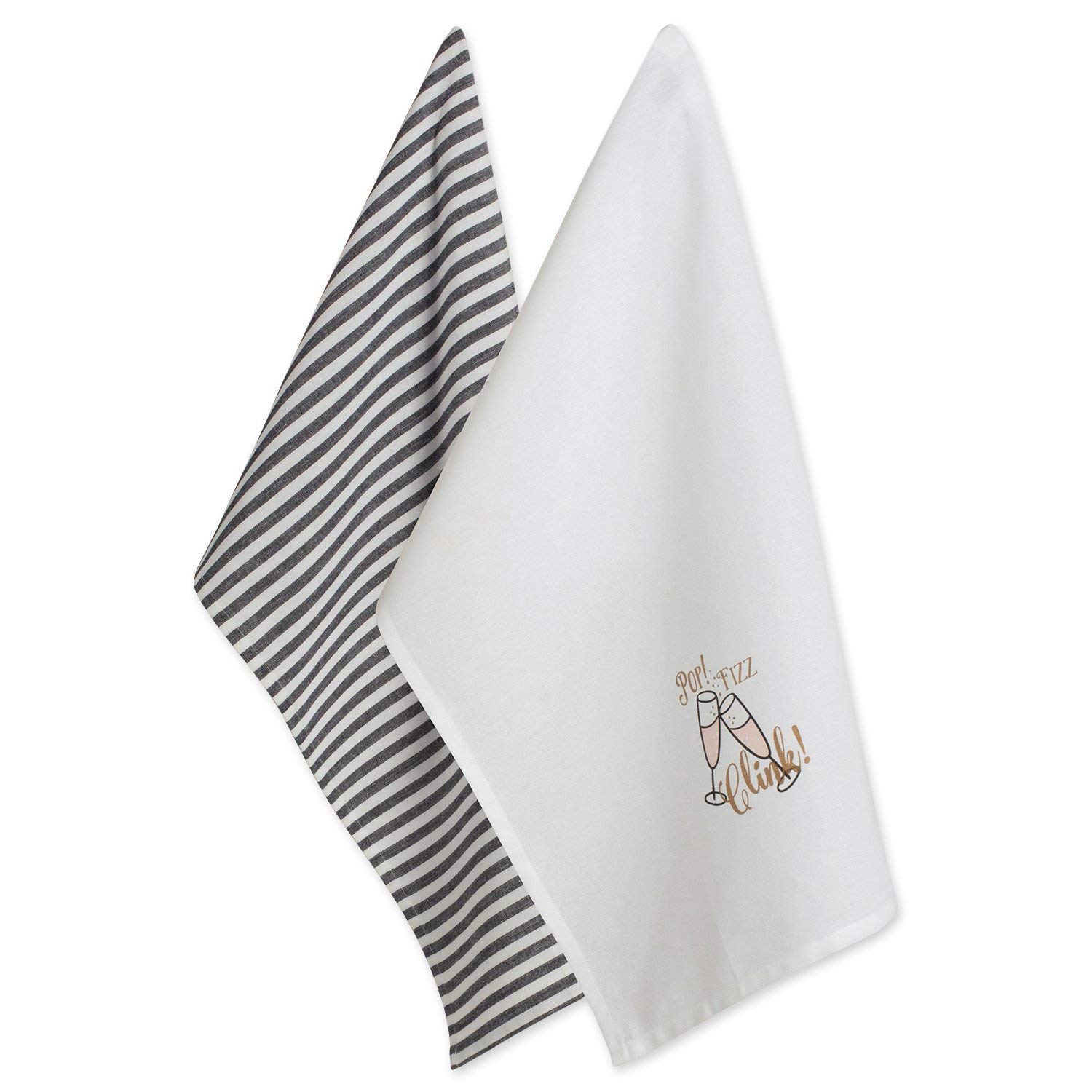 DII Dish Towels Set of 2-POP FIZZ CLINK, Cotton, 18x28