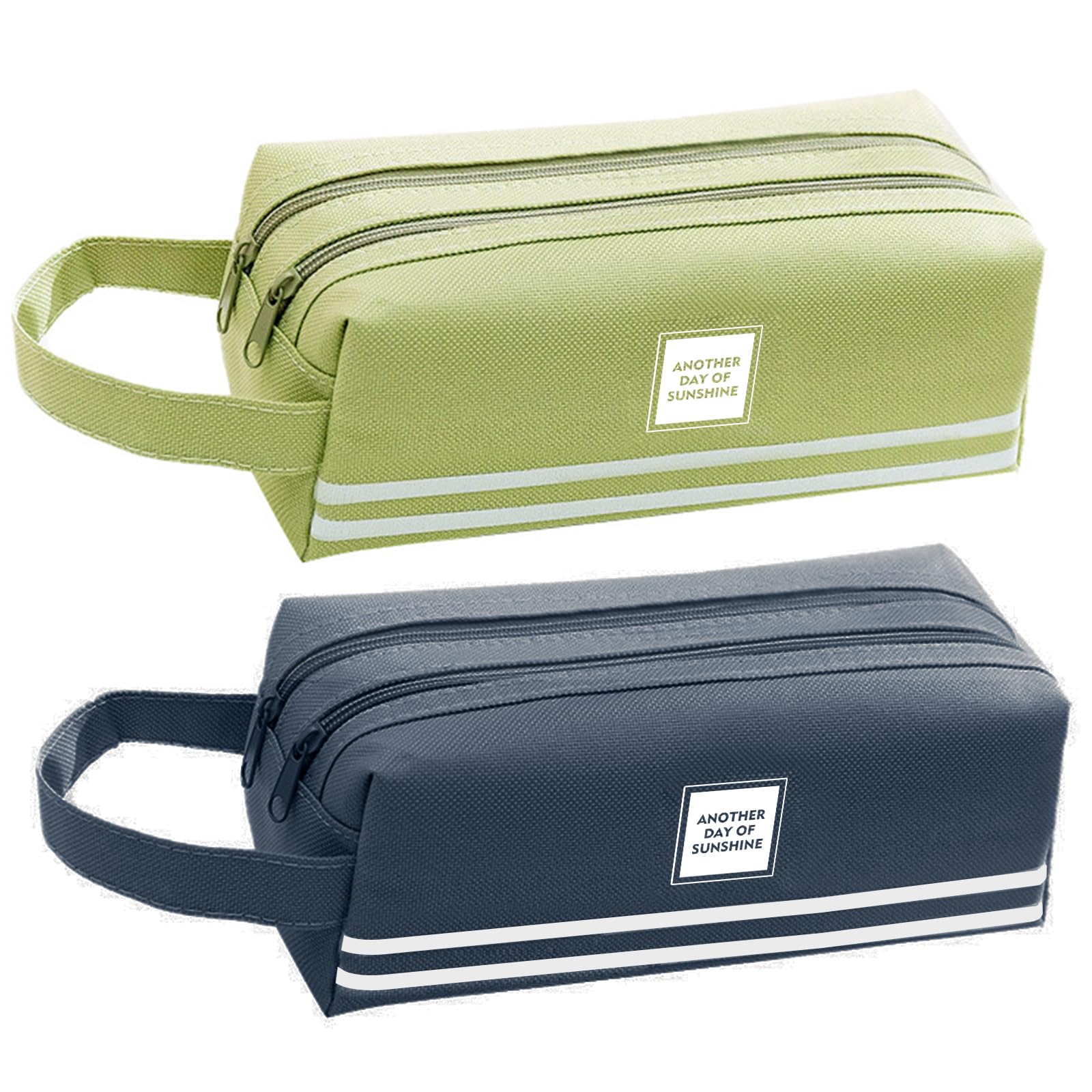 fruitery 2PCS Large Pencil Case with Double Zipper, Pencil Pouch for Stationery Supplies, Special Exam Pencil Case for Kids & Adult, Cheap & Cute Pencil Cases (Blue and Green)