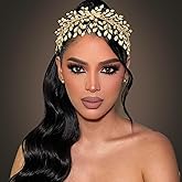 WONRLUA Bridal Hair Accessories, Elegant Wedding Headpiece for Bride, Rhinestone Headband for Women and Girls(Champagne)