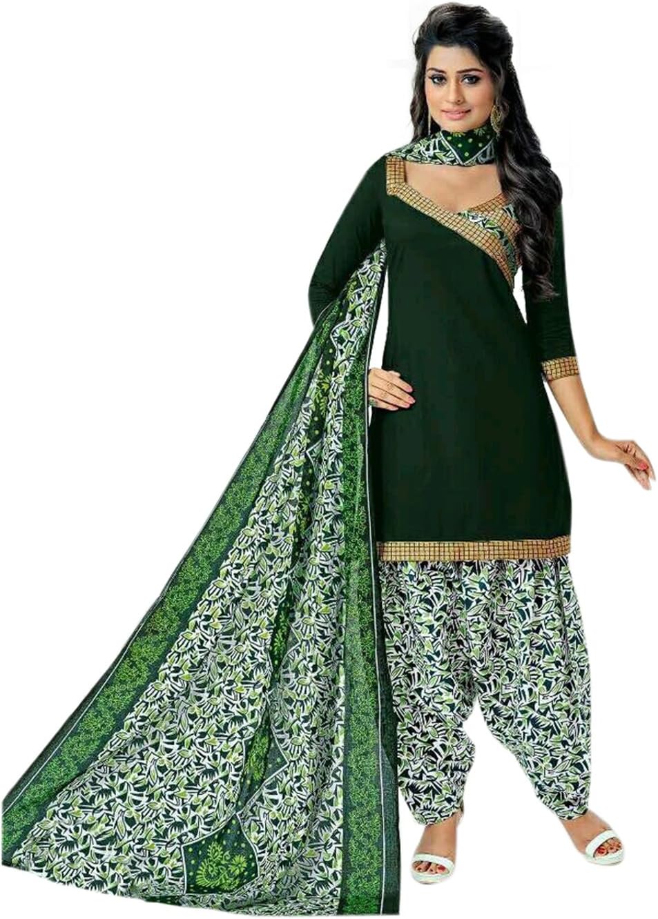 Gorgeous and Fashion Attire Black Unstitched Cotton 104 Pattiyala/Salwar/Chudidar Dress Material