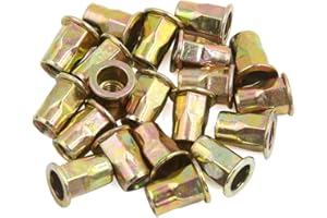 uxcell 20 Pcs M8 Car Bronze Tone Carbon Steel Thread Half Hexagonal Rivet Nut Nutserts