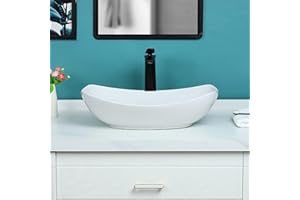 Davivy 22'' X 15.7" Large Oval Vessel Sink with Pop Up Drain,Bathroom Vessel Sinks,Bathroom Sinks Above Counter,White Vessel Sink,Ceramic Vessel Sink,Oval Sink Bowls for Bathroom (Large)