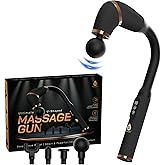 Pursonic Deep Tissue Massage Gun with U-Shaped Design & Long Handle – Handheld Back Massager with 4 Heads, 6 Speeds, USB-C Rechargeable for Neck, Shoulders, Legs & Muscles