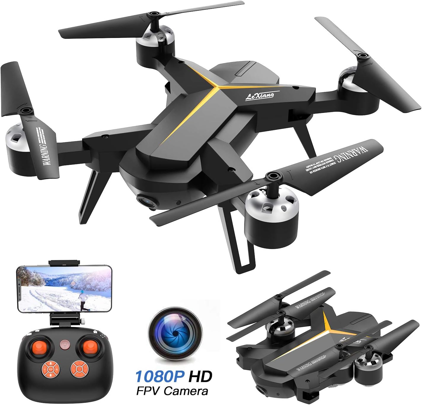 KOOME Foldable Drone with 1080P HD Camera for Adults and Kids, 2.4Ghz RC Quadcopter with Altitude Hold, Gravity Sensor, One Key Start/Land/Return, Easy to Fly for Beginners, Long Control Range