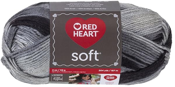 RED HEART SOFT YARN, GREYSCALE (E728.9931)