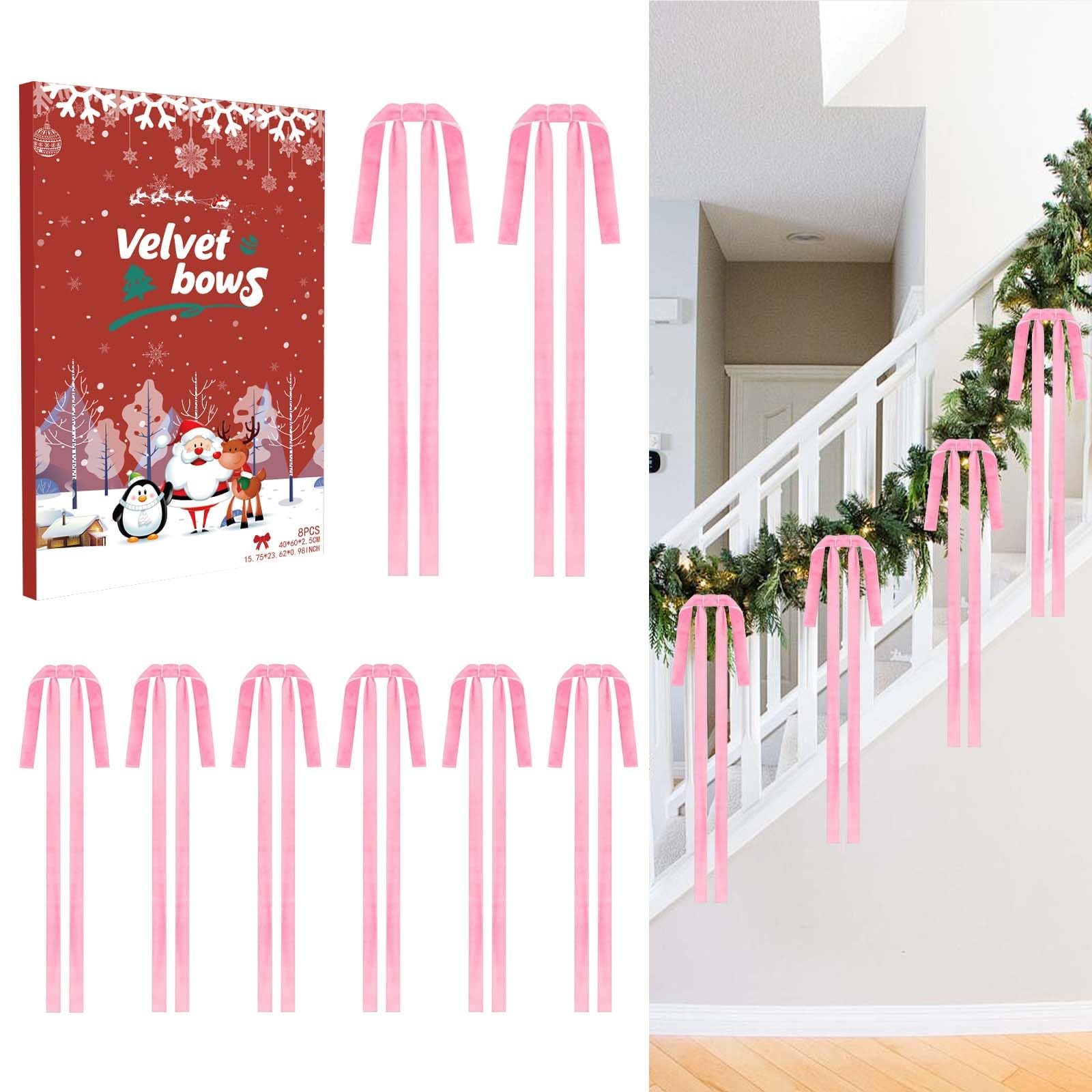 Photo 1 of 8Pcs Large Long Velvet Bows for Christmas Tree - Big 15.7×23.6 Inch Vintage Ribbon Bows, Xmas Tree Ornaments for Garland, Wreath, Fireplace, Door & Gift Wrapping, Holiday Home Decor Bows (Red)