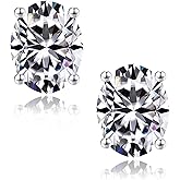 SMILEST Oval Moissanite Earrings for Women Men, 1-4ct Lab Created Moissanite 4-Prong 925 Sterling Silver Stud Earrings for Women Men Hypoallergenic