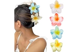 GQLV Flower Hair Accessories - 4PCS Large Nonslip Clips for Thick Hair, Strong Hold Hawaiian Clips for Women, Cute Banana Clips for Thin Hair Made of Plastic