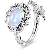 ixluck Natural Moonstone Triple Moon Goddess Adjustable Ring