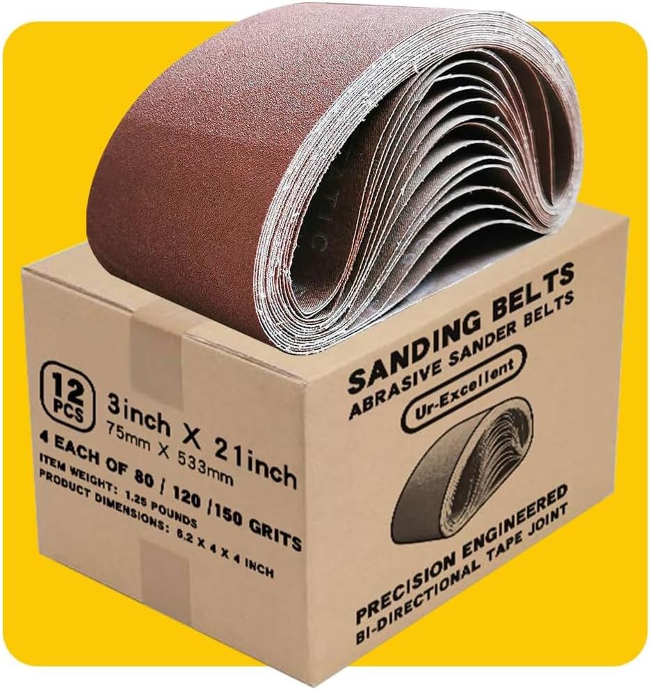 TPmax 75mm x 533mm Sanding Belt Assorted Pack 12 Pcs 80/120/150 Grits