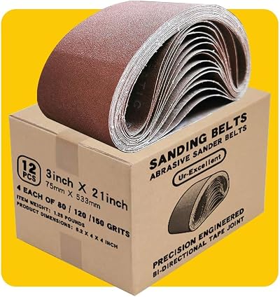 TPmax 75mm x 533mm Sanding Belt Assorted Pack 12 Pcs 80/120/150 Grits