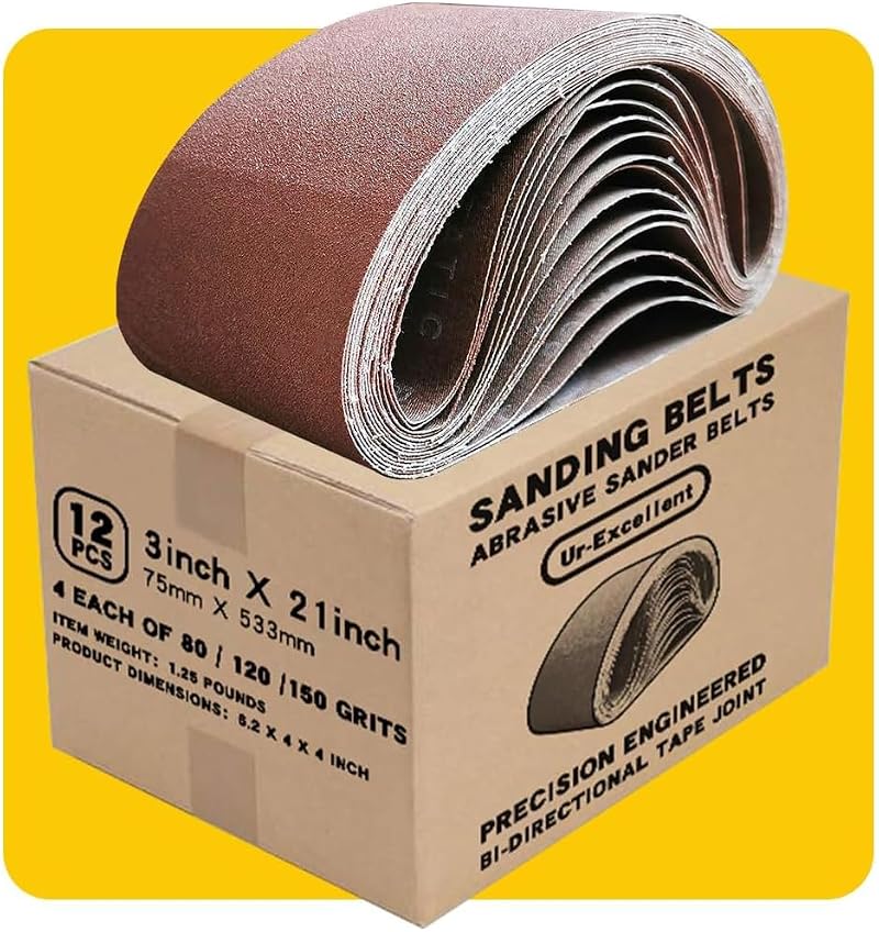 TPmax 75mm x 533mm Sanding Belt Assorted Pack 12 Pcs 80/120/150 Grits