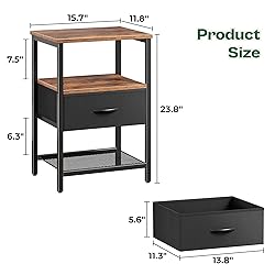 Huuger Night Stand with Fabric Drawer, Side Table