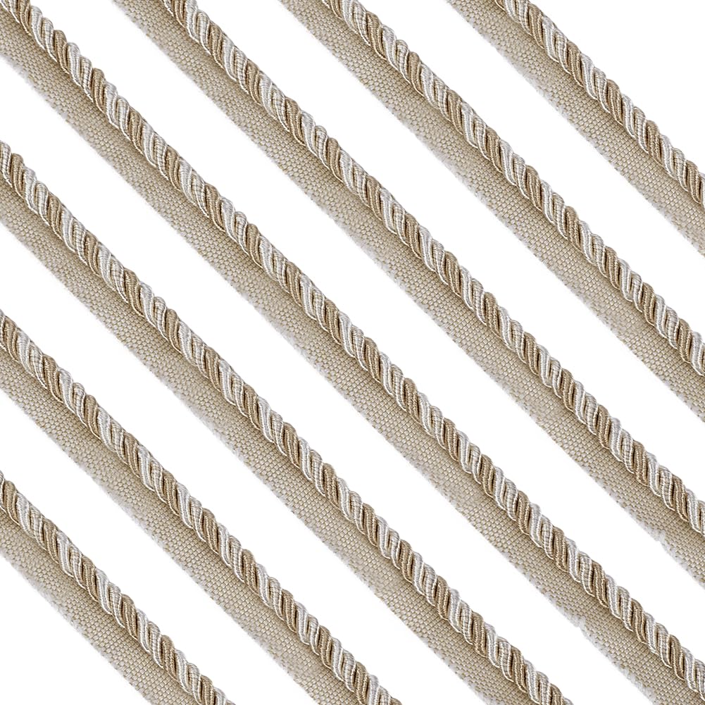 FINGERINSPIRE 13.7 Yards Twisted Lip Cord Trim, Twisted Cord Trim Ribbon 16mm, Polyester Twisted Trim Cord Rope Embellishment for Home Decor, Upholstery and More, Antique White