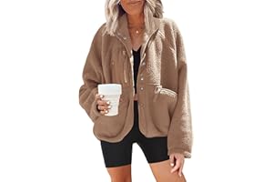 Nirovien Womens Fuzzy Fleece Jacket Button Down Sherpa Coats Casual Winter Warm Outwear with Pockets