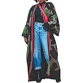 Womens Long Camo Cardigan Winter Open Front Oversized Chunky Camouflage Duster Maxi Sweater Coat Streetwear