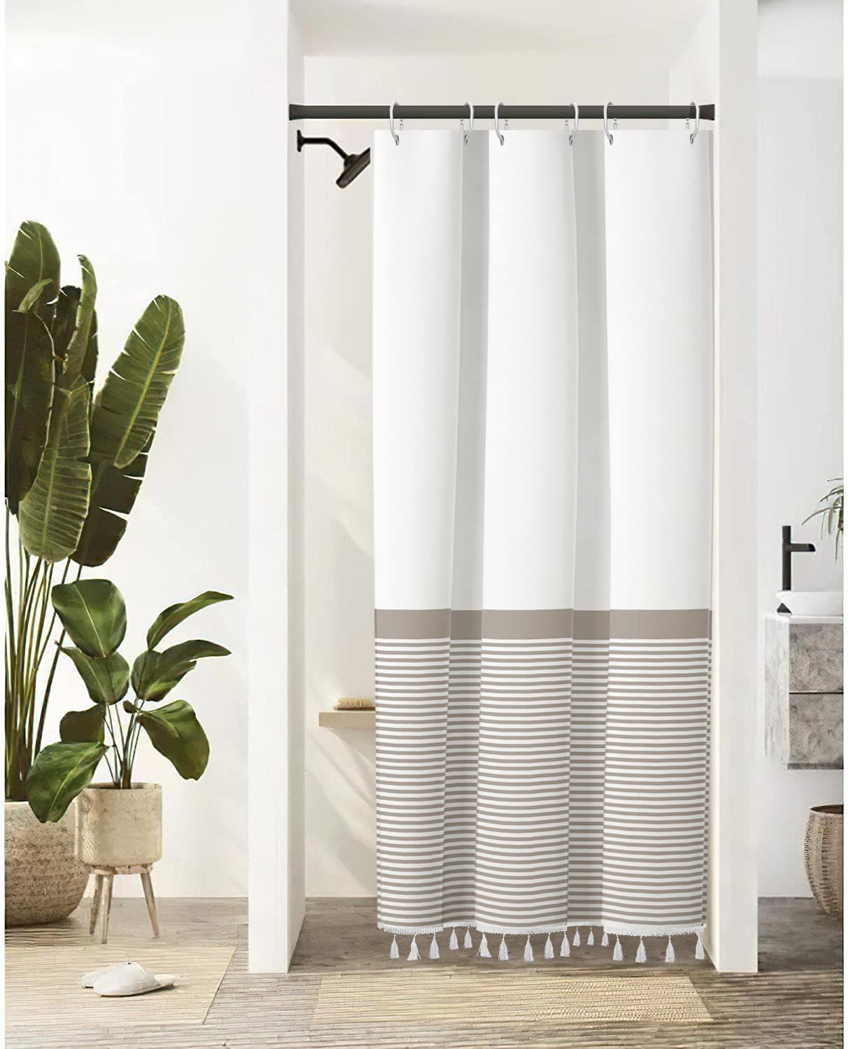 Seasonwood Half Shower Curtain with Tassels 36Wx72H