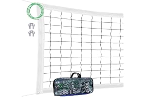GREATSHOOT Professional Volleyball Net Outdoor, Portable Volleyball Net with Aircraft Wire Rope for Backyard Schoolyard Beach Pool，32FT X 3FT
