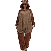 LATH.PIN Animal Plush Fleece Zipper Onesie Adult Costume Unisex Pajama Loungewear Zip Up Sleepwear