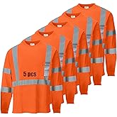SAFIELD Hi Vis Safety Shirts for Men Reflective,High Visibility Work T-Shirt Short Long Sleeve with Pocket, 3 and 5 Pack
