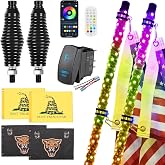 Ehaho 2 Pack 5FT Whip Lights with Spring Base,LED Whip Light with App &amp; Remote Control, Spiral RGB Chasing Lighted Whips with Rocker Switch, Music Whip Light for UTV ATV Polaris RZR Can-Am SXS Truck