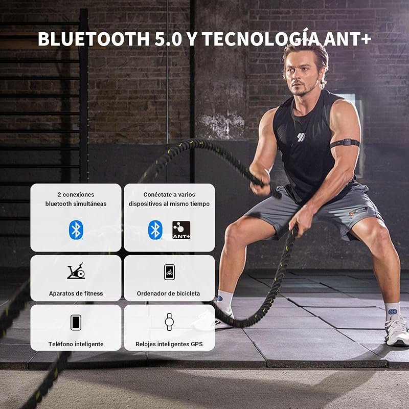 Monitores de frequência cardíaca HW9 HRV Zona de frequência cardíaca Bluetooth5.0 Ant+ Banda com sensor LED de memória, pulseira recarregável à prova de água IP67 compatível com Wahoo Strava Polar