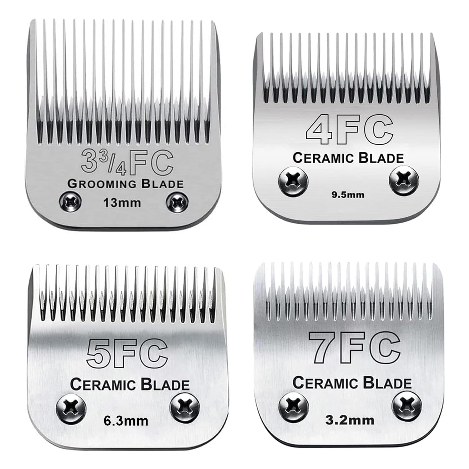 4Pack Dog Grooming Clipper Blades Compatible with Andis Dog Clipper/Most Oster A11/Wahl KM Series Pet Clippers (3FC+4FC+5FC+7FC) — image 1
