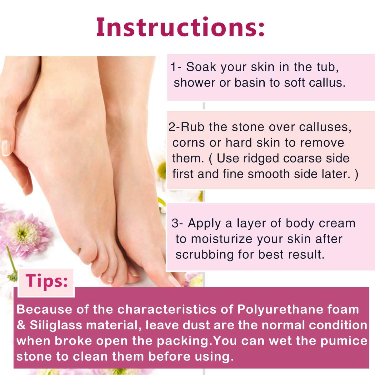 Foot Pumice Stone for Feet, 2 in 1 Double Sided Hard Skin Callus Remover Scrubber Pedicure Exfoliator Tool for Dead Skin Pack of 6: Beauty