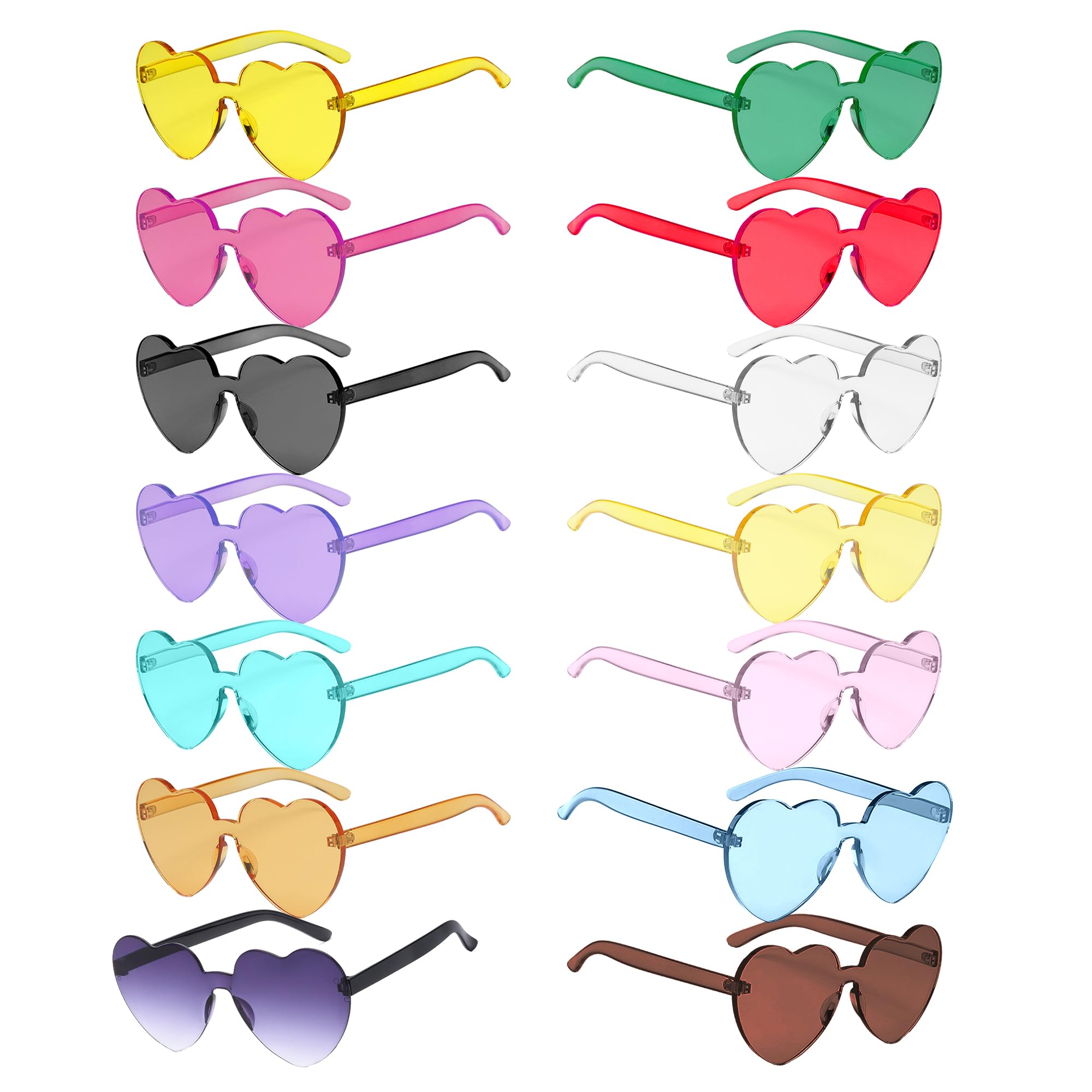 Playcrate 14 Heart Party Glasses - Coloured Funky Festival Sunglasses - Hippy Fancy Dress Costume Adults & Kids HEARTGLASSES_14