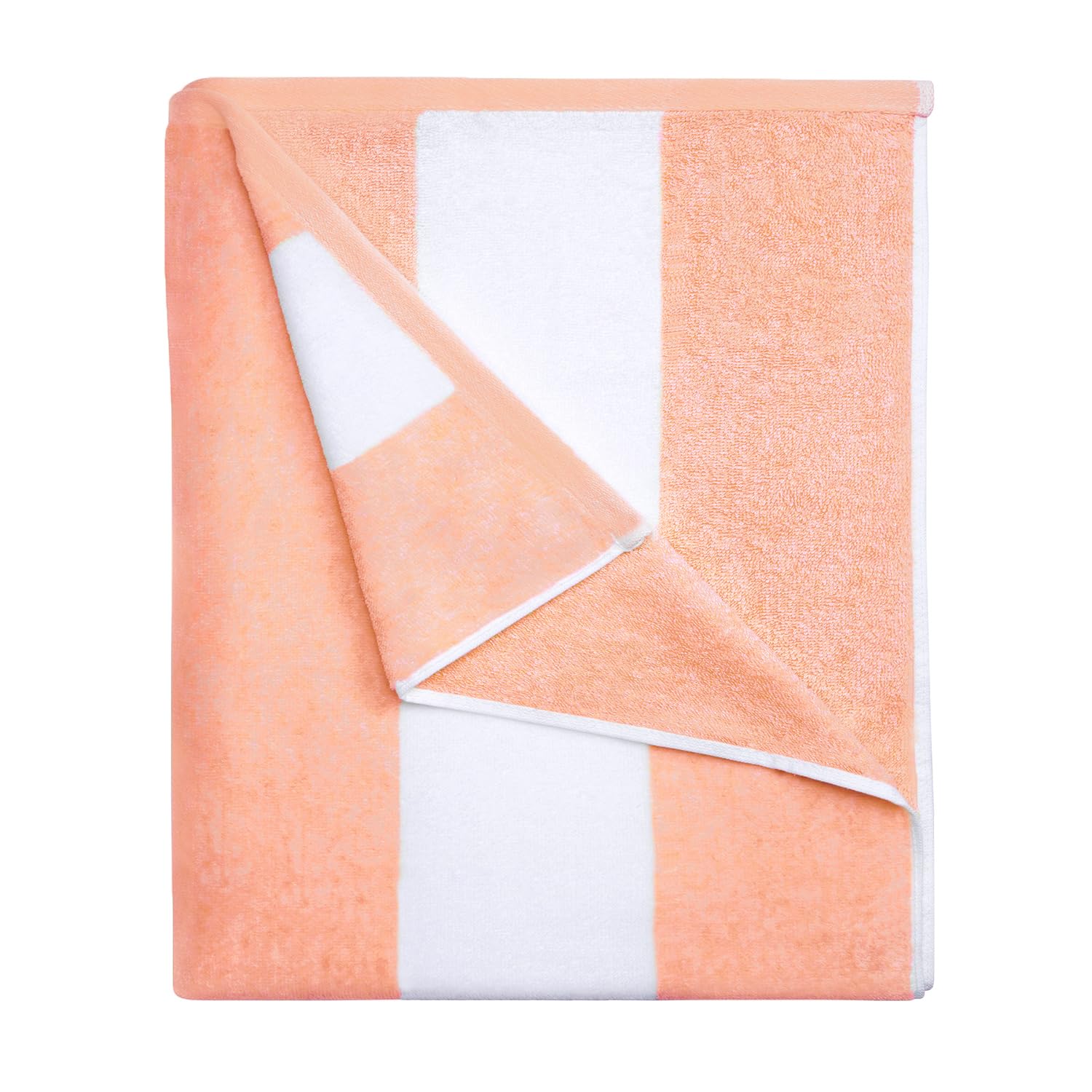 Photo 1 of HENBAY Cotton Oversized Beach Towel - Large 70 x 35 Inch Pool Towel, Orange Striped Quick Dry Swimming Cabana Towel