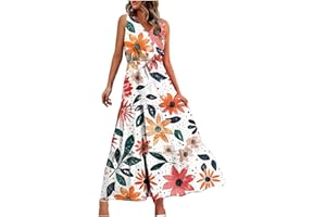 GENERIC Summer Maxi Dresses for Women 2024 Casual Sundresses Long Floral Dress Sexy Sleeveless Boho Dresses Vacation Flowy Dresses