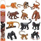 Safari Ltd. Monkeys &amp; Apes Toob - 12 Mini Wildlife Figurines Toy Set | 12 Mini Figurines, 1.25 to 3.75 Inches Tall, Ages 3+, BPA Free PVC, Habitat Dioramas, Wildlife Study, Sensory Bins