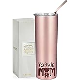 Onebttl Yorkie Gifts for Women on National Yorkie Day, Birthday and Christmas, Stainless Steel Insulated Tumbler - Yorkie Mom